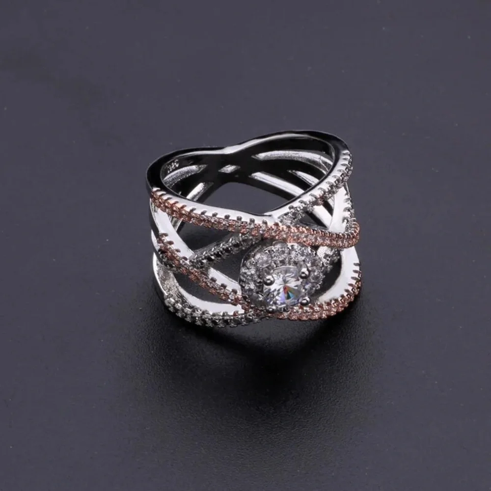 Designers Dream Silver&Rose Gold Round Diamond Ring - Picture 4 of 5